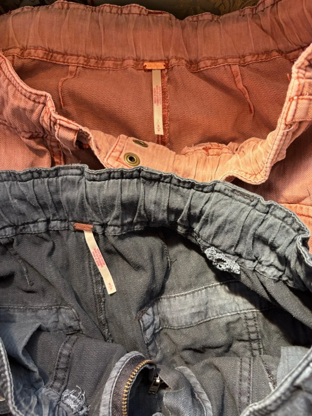 FREE PEOPLE Tahiti Cargo Pocket Utility Pants - Black and Dusty Rose - Picture 4 of 12